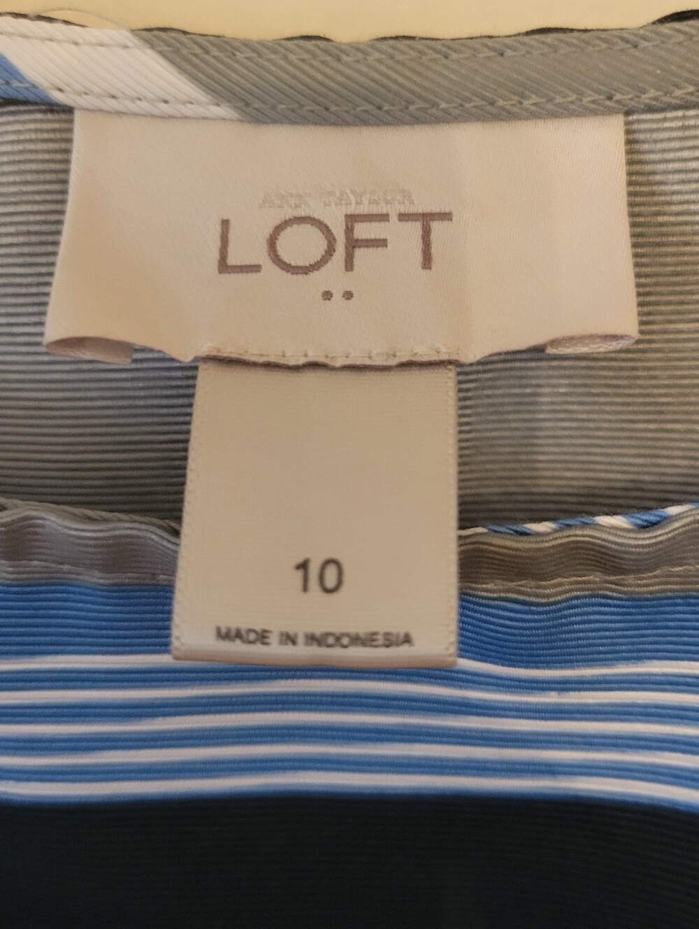 LOFT Blue & Gray Sleeveless Striped Fit & Flare Dress Size 10 - Picture 4 of 4